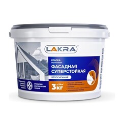 Краска Лакра Фасадная суперстойкая белоснежная 3 кг, шт