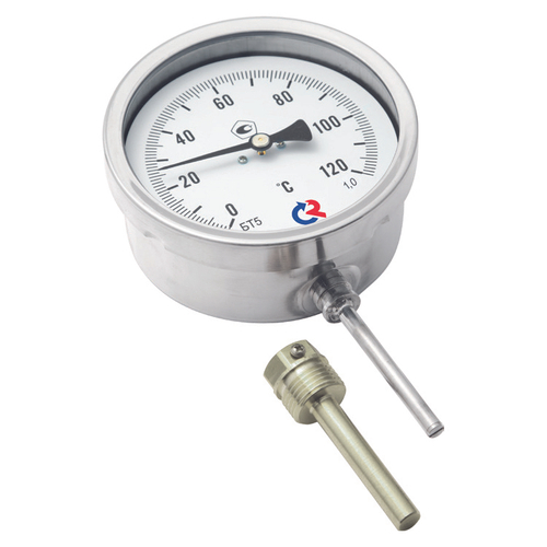 Термометр радиальный Росма БТ-52.212 (G-45G°C) L=1GGмм М2Gх1.5 1.5 биметаллический коррозионностойкий 1GGмм, тип БТ-52.212, радиальное присоединение, шкала (G-45G°C), погружной шток L=1GGмм, резьба М2Gх1.5, класс точности 1.5, гильза из стали