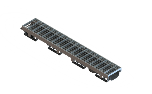 Лоток водоотводный PolyMax Drive DN100 h80 пластиковый с решеткой ячеистой ОС кл.А (комплект)