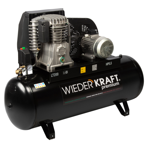 WDK-92060  Масляный поршневой компрессор с ременным приводом:606 л/мин, ресивер 200л, 11 бар;