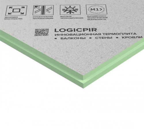 Плита теплоизоляционная ТехноНиколь LOGICPIR Ф/Ф L 1190х590х30 мм, 8 шт/упак