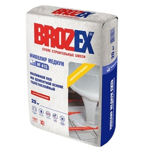 Наливной пол Brozex NF-415 Нивелир Медиум самонивелирующийся толстослойный 20 кг, шт