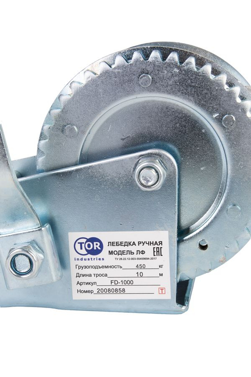Лебедка ручная TOR ЛФ-1000 (FD) г/п 0,4 т длина троса 10 м