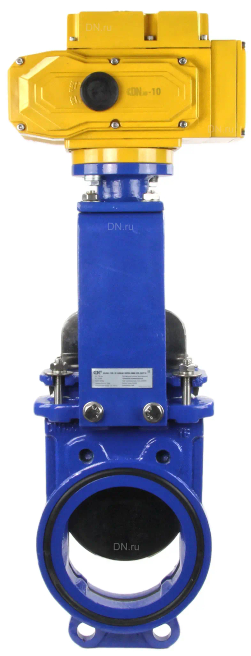 Задвижка шиберная ножевая DN.ru GVKN1331N-2W-Fb-ISO Ду150 Ру16 межфланцевая, с невыдвижным шпинделем, корпус - чугун GGG-40, уплотнение - NBR, с электроприводом DN.ru MT-N-010EM-О1-220AC-У1 220В