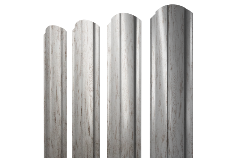 Штакетник Полукруглый Slim фигурный 0,45 Print Elite Snow Wood TwinColor