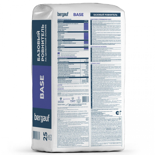 Ровнитель для пола Bergauf Base на цементной основе 25 кг, шт