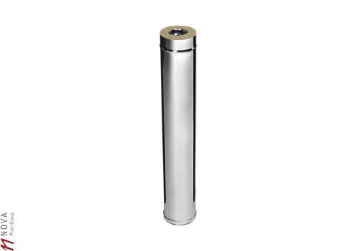 Дымоход Феррум утепленный нержавеющий (304/0,8мм)/зеркальный нержавеющий ф115/200 L=1м по воде