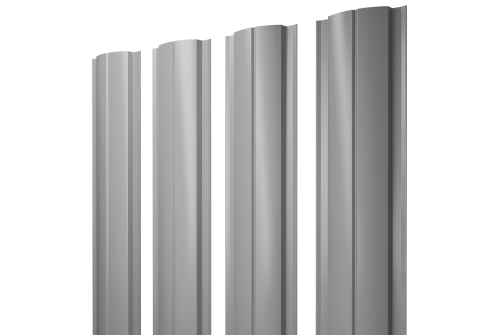 Штакетник Полукруглый Slim с прямым резом 0,45 PE RAL 9006бело-алюминиевый