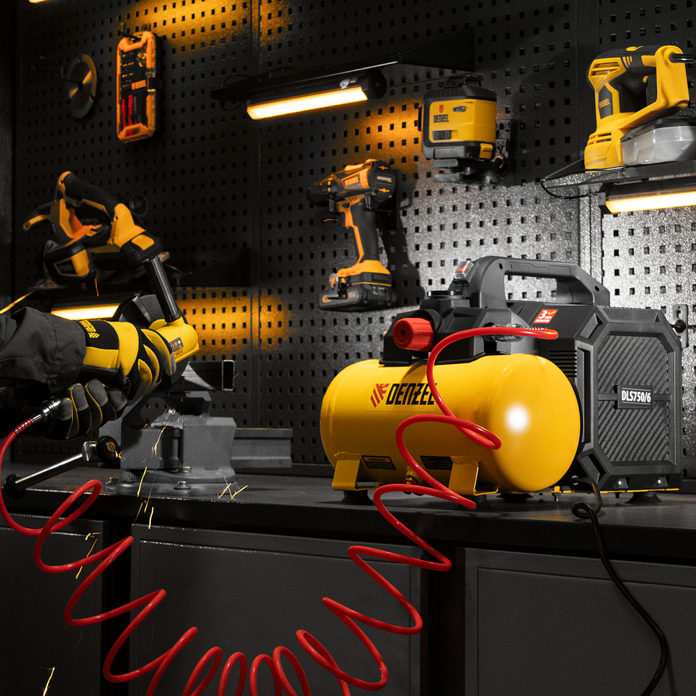 Компрессор  DLS750/6 безмасляный малошумный 750 Вт, 140 л/мин,ресивер 6 л Denzel