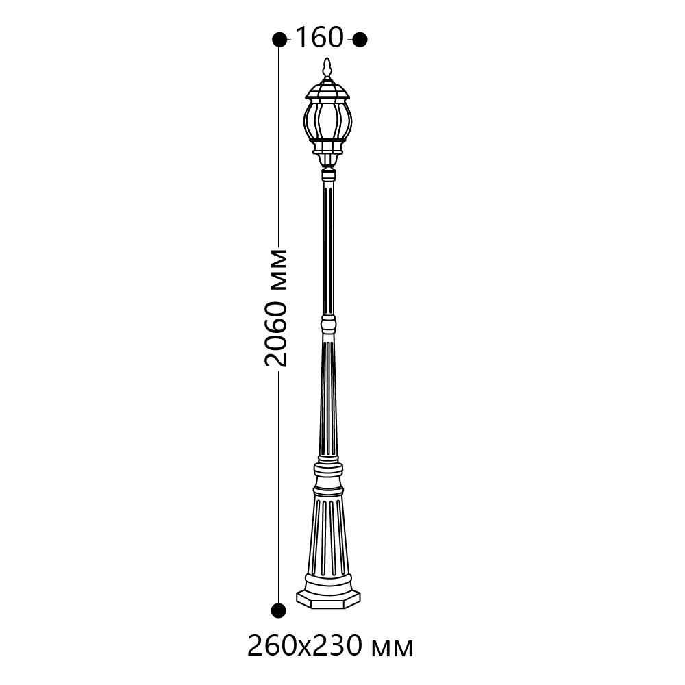 Светильник садово-парковый Feron 8111/PL8111 столб 100W E27 230V, черный 11212
