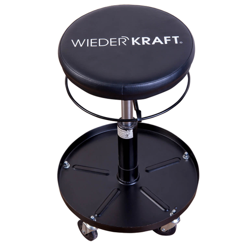 WDK-86020  Табурет ремонтный круглый. Микролифт с ходом 120мм, инструментальная полка, колесики.