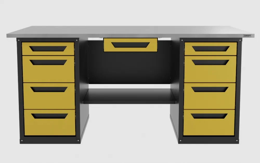 Верстак с ящиком двухтумбовый 4 ящиков /4 ящиков, желтый 1800*700 GAROPT, GT1800Y1Y4Y4.yell