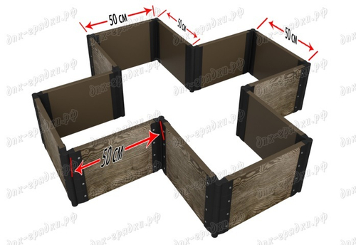 Клумба №4 из ДПК,размер (100 * 50 см) доска 22,5 см