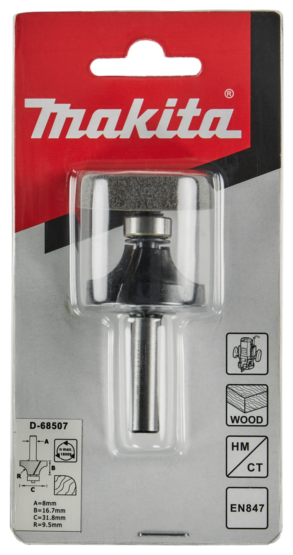 Кромочная калевочная фреза 9.5R, 31.8х16.7, S8, 2T Makita D-68507