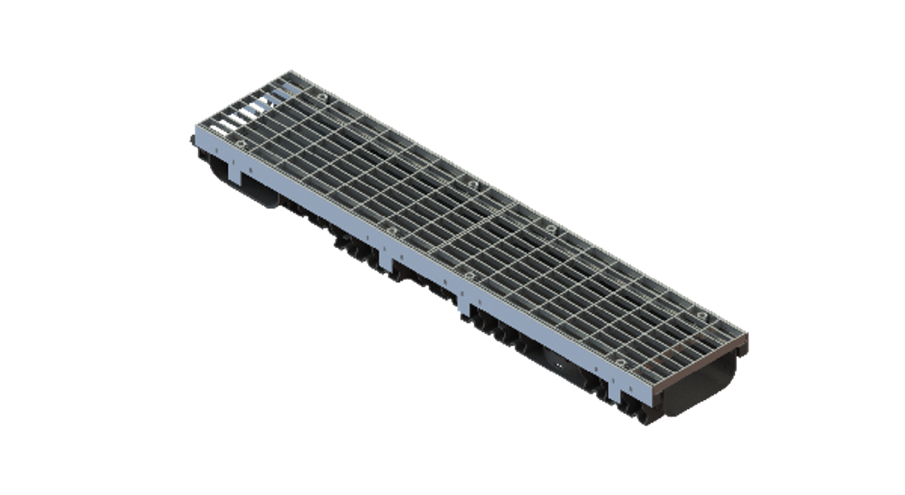 Лоток водоотводный пластиковый PolyMax Drive DN150 h80 с решеткой ячеистой ОС кл.А15 (к-т)