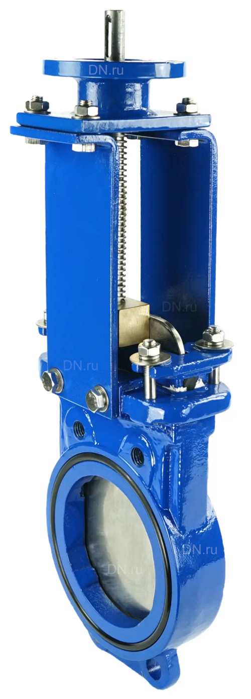 Задвижка шиберная DN.ru GVKN1331N-2W-Fb-ISO Ду150 Ру16 двусторонняя, межфланцевая, шпиндель - невыдвижной, корпус - чугун GGG40, шибер - нержавеющая сталь 304, уплотнение - NBR, с ISO-фланцем и голым штоком, круглый шток 18, F10