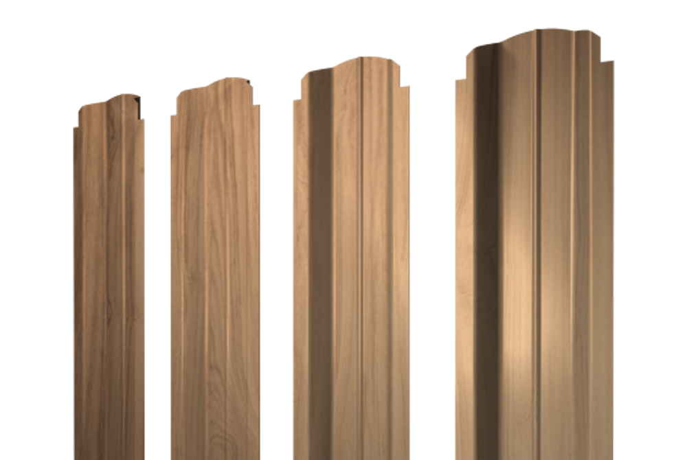 Штакетник П-образный B фигурный 0,45 Print Elite Honey Wood TwinColor