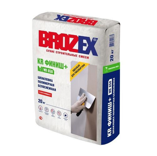 Шпаклевка полимерная Brozex WR-650 КR Финиш+ белоснежная 20 кг, шт