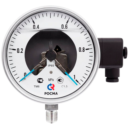 Манометр радиальный Росма ТМ-621Р.G1 (G-1.6МПа) М2Gх1.5 ЭКТ-I 1.5 виброустойчивый (готовый к гидрозаполнению) коррозионностойкий 15Gмм, тип - ТМ-621Р, радиальное присоединение, шкала G-1.6МПа, резьба М2Gх1.5, с электроконт. прист. типа I, кл. точн. 1.5