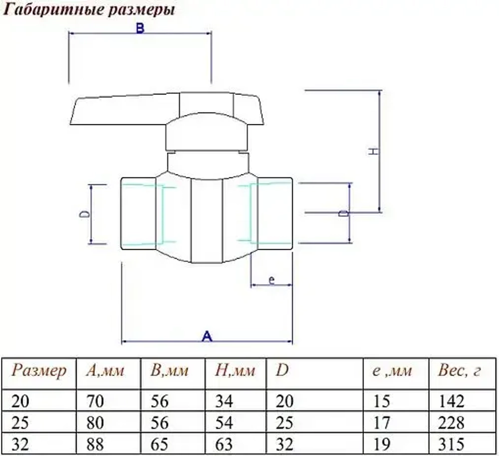 Кран шаровый для пп трубы 32мм x 32мм Valtec VTp.744.0.032