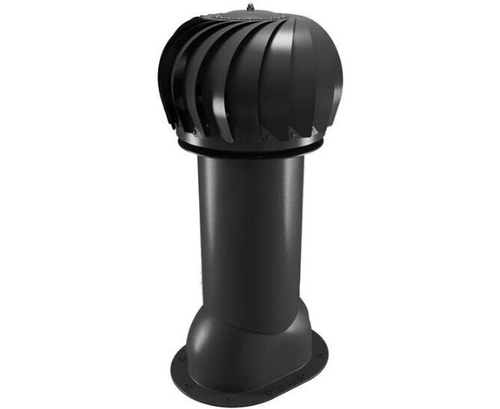 Роторная вентиляция для готовой мягкой и фальцевой кровли d110мм, h-550мм не утепленная, черная RAL 9005