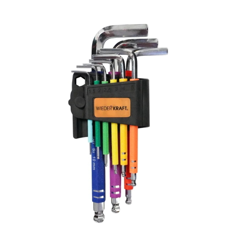 WDK-HS1510 набор шестигранных ключей с шаром  1,5-10 мм, 9 шт, сталь S2