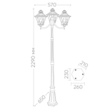 Светильник садово-парковый Feron PL638 столб 3*60W 230V E27, черное золото 11646