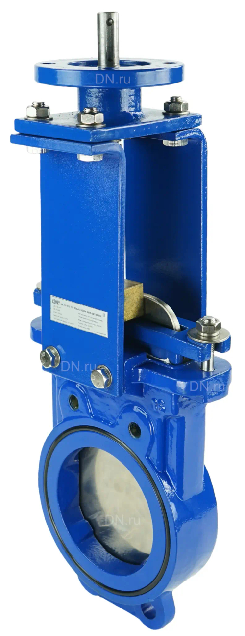 Задвижка шиберная DN.ru GVKN1331N-2W-Fb-ISO Ду125 Ру16 двусторонняя, межфланцевая, шпиндель - невыдвижной, корпус - чугун GGG40, шибер - нержавеющая сталь 304, уплотнение - NBR, с ISO-фланцем и голым штоком, круглый шток 18, F10