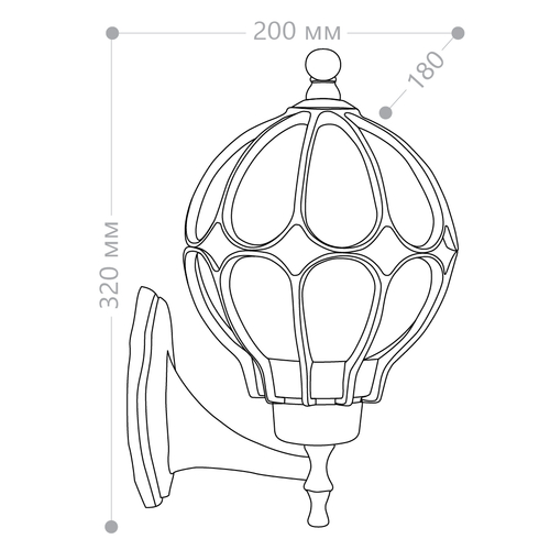 Светильник садово-парковый Feron PL3701 круглый на стену вверх 60W 230V E27, черное золото 11349