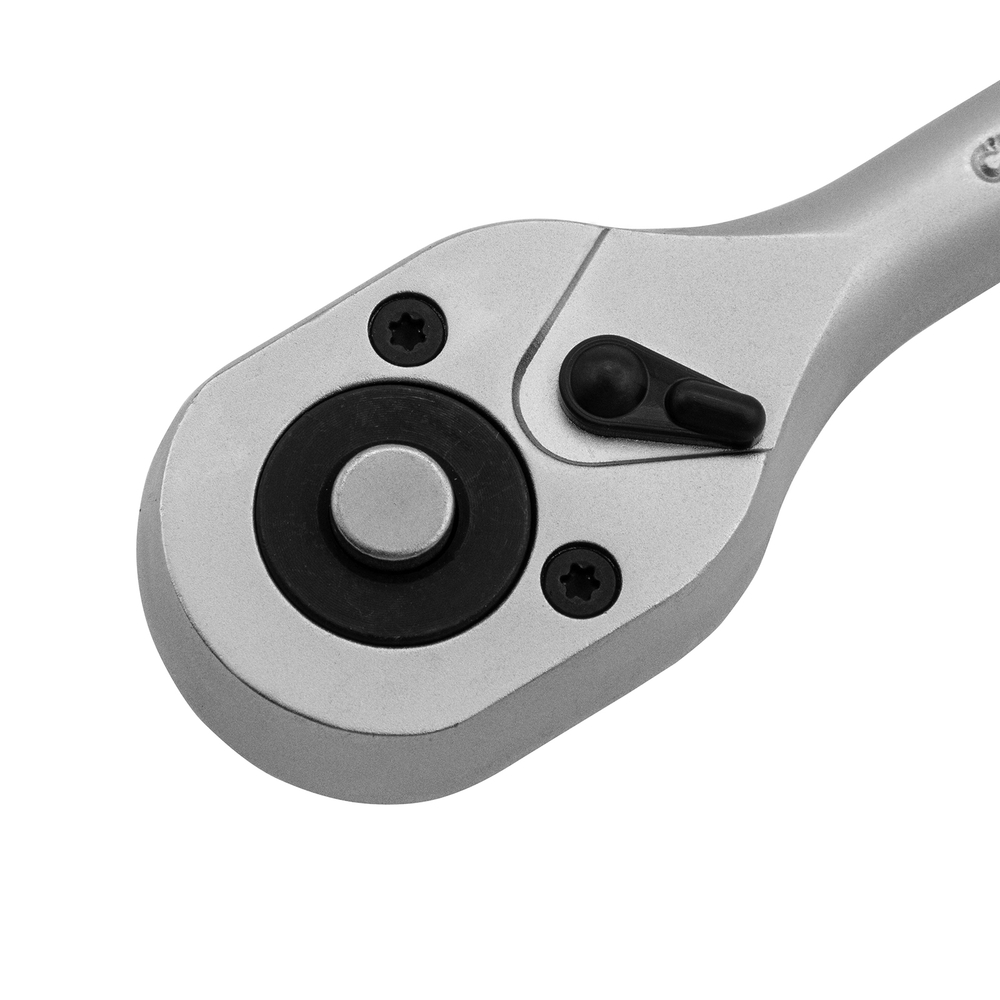 Ключ-трещотка 3/8", CrV, 72 зуба, с быстрым сбросом, матовый хром Stels