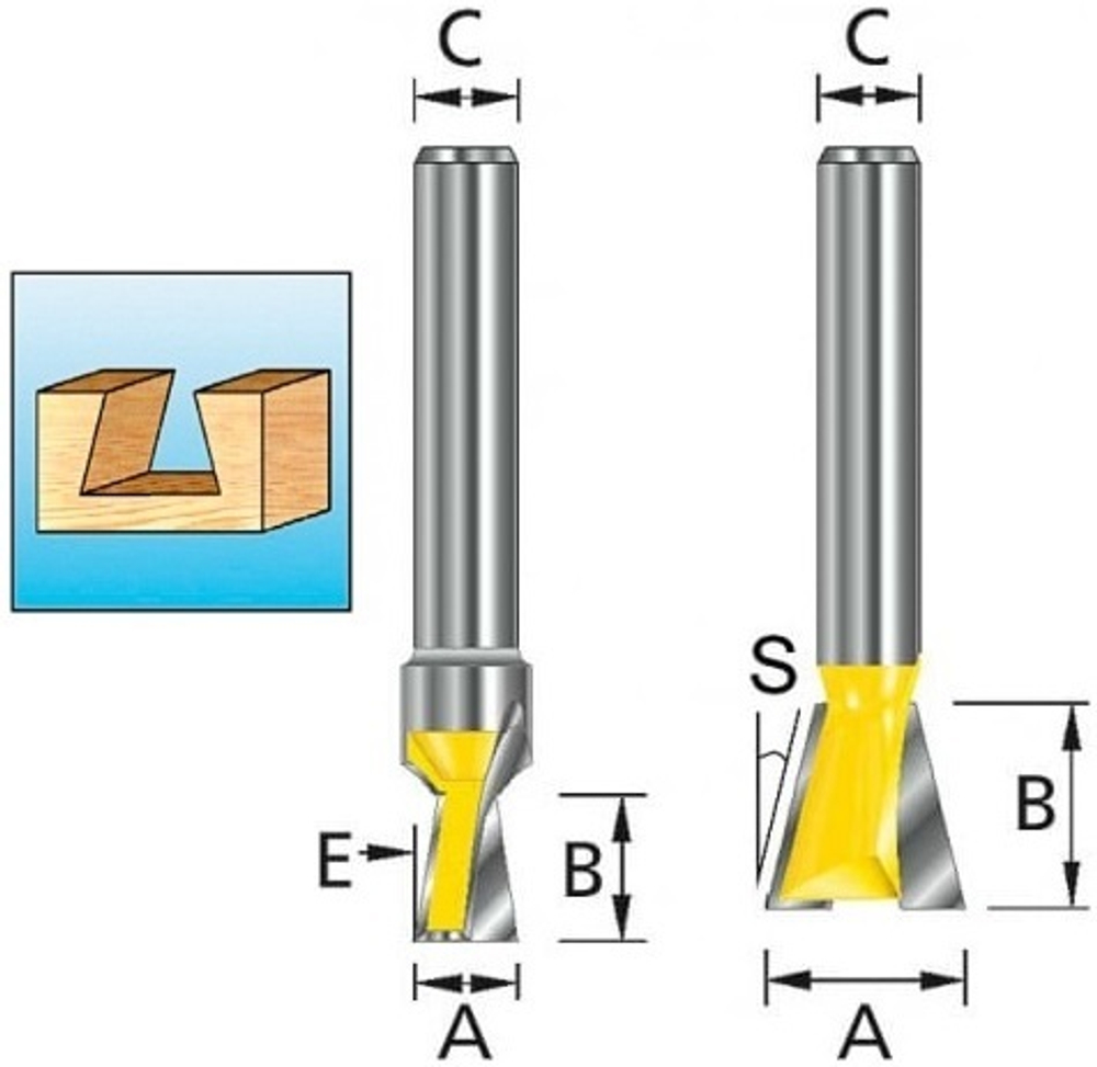 Фреза Ласточкин хвост 12.7х12.7, S8, 2T Makita D-10899