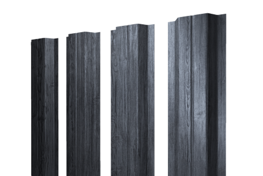 Штакетник П-образный A с прямым резом 0,45 Print Premium Grey Wood TwinColor
