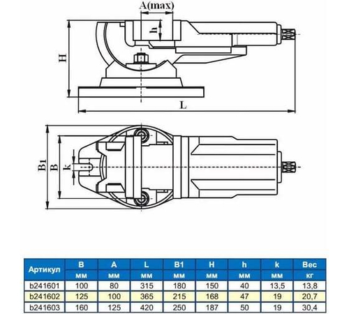 Станочные глобусные тиски 125мм GRIFF QHK b241602