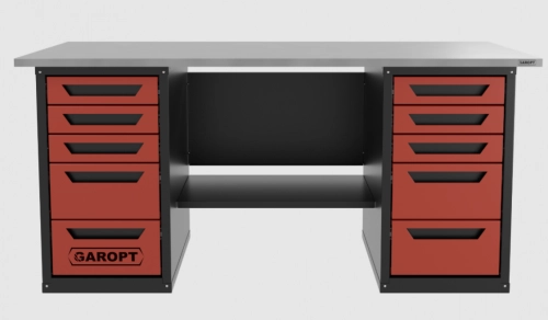 Верстак двухтумбовый 5 ящиков /5 ящиков, красный 1800*700 GAROPT, GT1800Y5Y5.red
