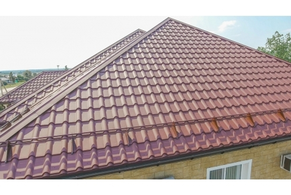 Металлочерепица камея 0,5 Satin Matt RAL 3005 красное вино