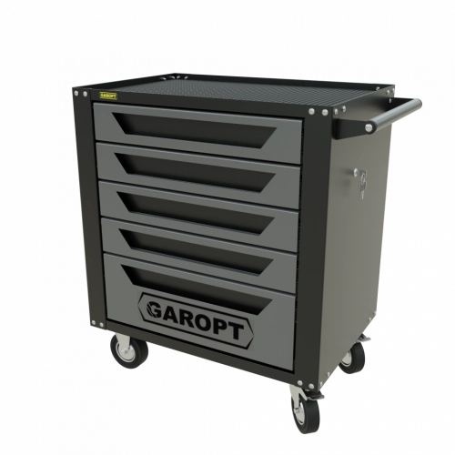 GTS5.grey Тележка инструментальная Garopt 5 ящиков СЕРАЯ, центральный замок, увеличенные колеса, доводчики, GAROPT Серия "Standart"