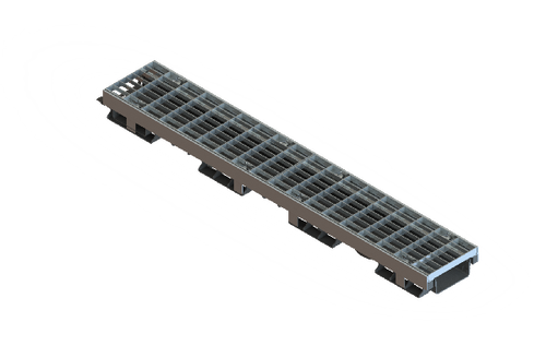 Лоток водоотводный PolyMax Drive DN100 h60 пластиковый с решеткой ячеистой ОС кл.А (комплект)