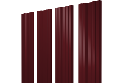 Штакетник Twin с прямым резом 0,45 Drap TX RAL 3005 красное вино