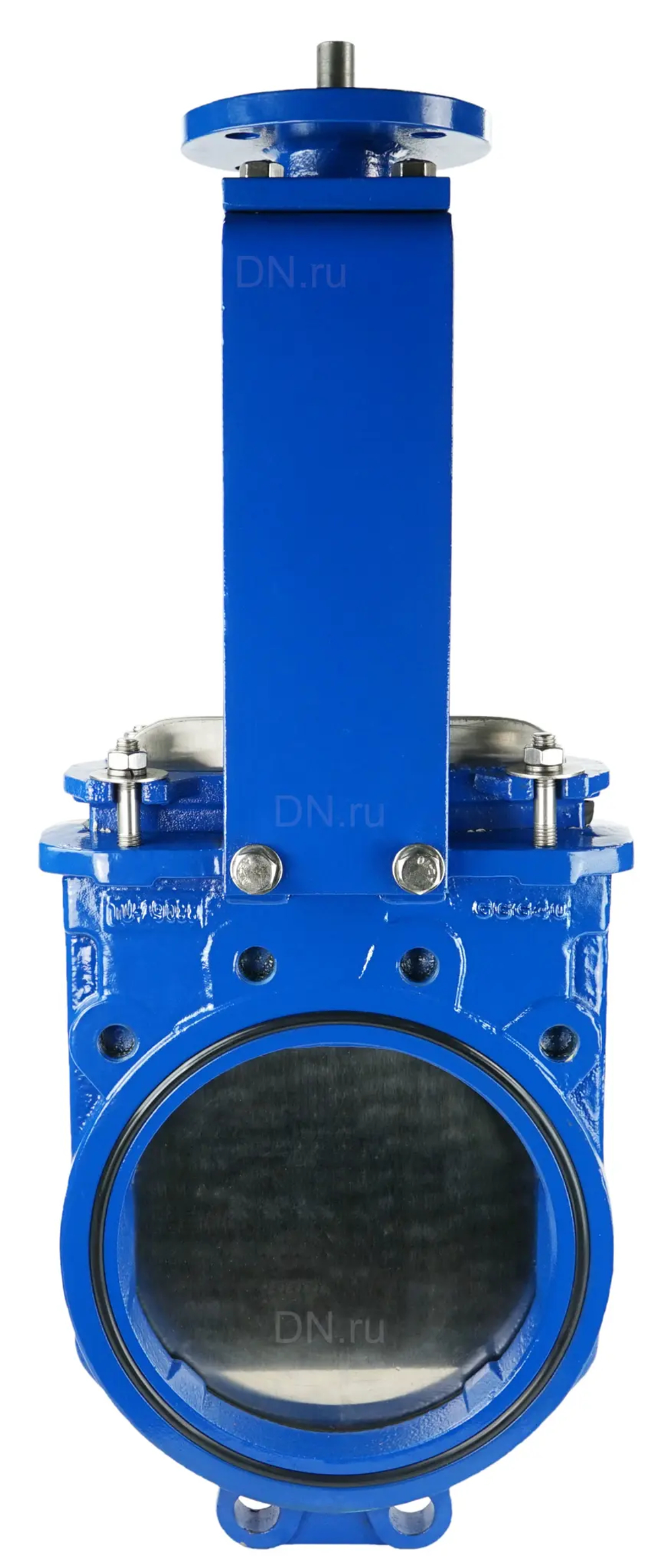 Задвижка шиберная DN.ru GVKN1331N-2W-Fb-ISO Ду250 Ру10 двусторонняя, межфланцевая, шпиндель - невыдвижной, корпус - чугун GGG40, шибер - нержавеющая сталь 304, уплотнение - NBR, с ISO-фланцем и голым штоком, круглый шток 22, F14