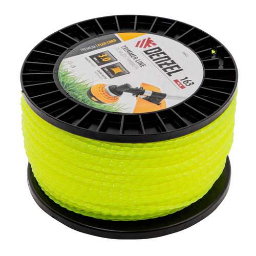 Леска для триммера витой квадрат, 3,0мм х 163м, на DIN катушке FLEX CORD// Denzel