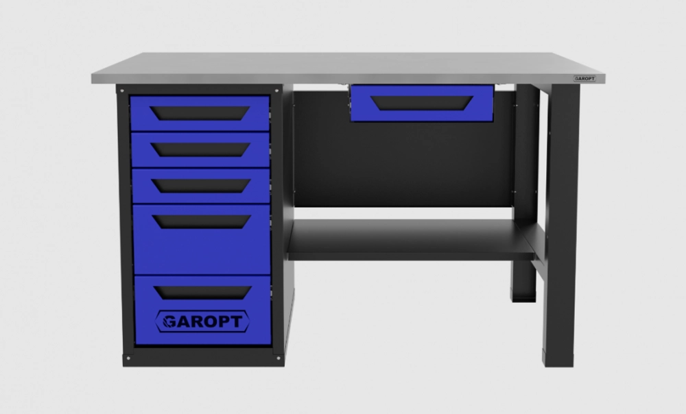 Верстак с ящиком однотумбовый 5 ящиков, синий 1400*700 Garopt, GT1400STY1Y5.blue