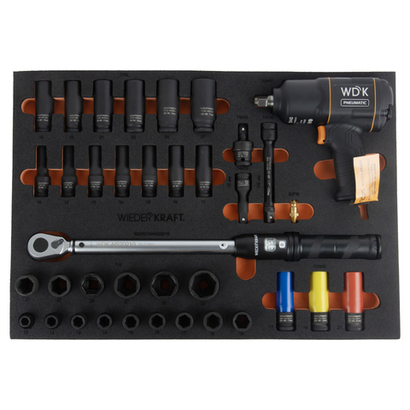 WDK-3740S Набор пневматического и динамометрического инструмента в ложементе, 37 предметов