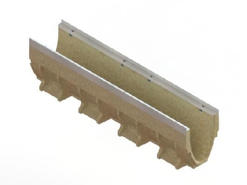 Лотки водоотводные полимербетонные CompoMax Drive DN150 с внутренним уклоном h215-h320 под решетки кл.D, E