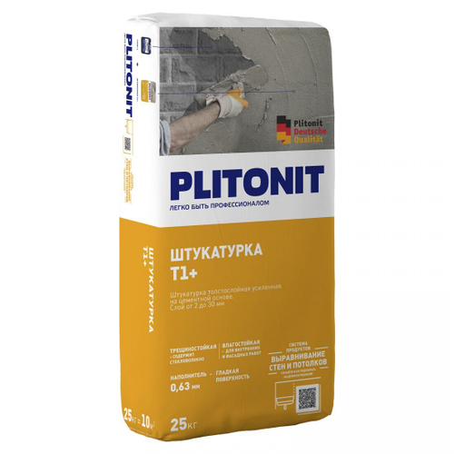 Штукатурка цементная Plitonit Т1+ для внутренних и наружных работ 25 кг, шт