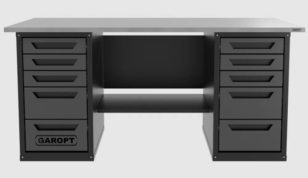 Верстак двухтумбовый 5 ящиков /5 ящиков, серый 1800*700 GAROPT, GT1800Y5Y5.grey