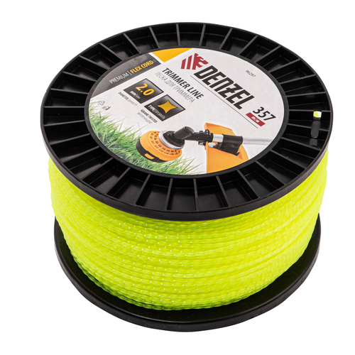 Леска для триммера витой квадрат, 2,0мм х 357м, на DIN катушке FLEX CORD// Denzel