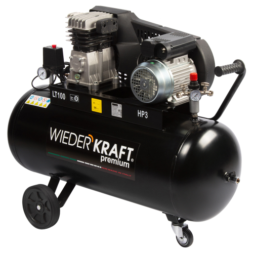 WDK-91040  Масляный поршневой компрессор с ременным приводом:400 л/мин, ресивер 100л, 9 бар