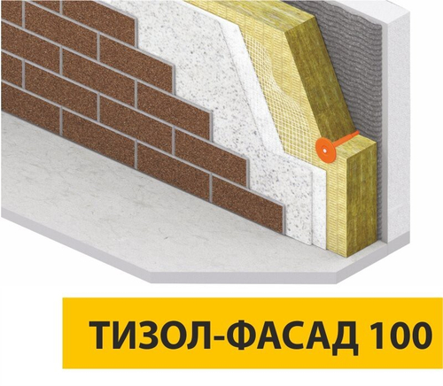 Минеральная вата Тизол Фасад 100 кг/м3 1000х600х50 мм, 6 шт/упак