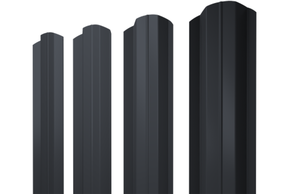 Штакетник М-образный В фигурный 0,5 PE RAL 7024 мокрый асфальт
