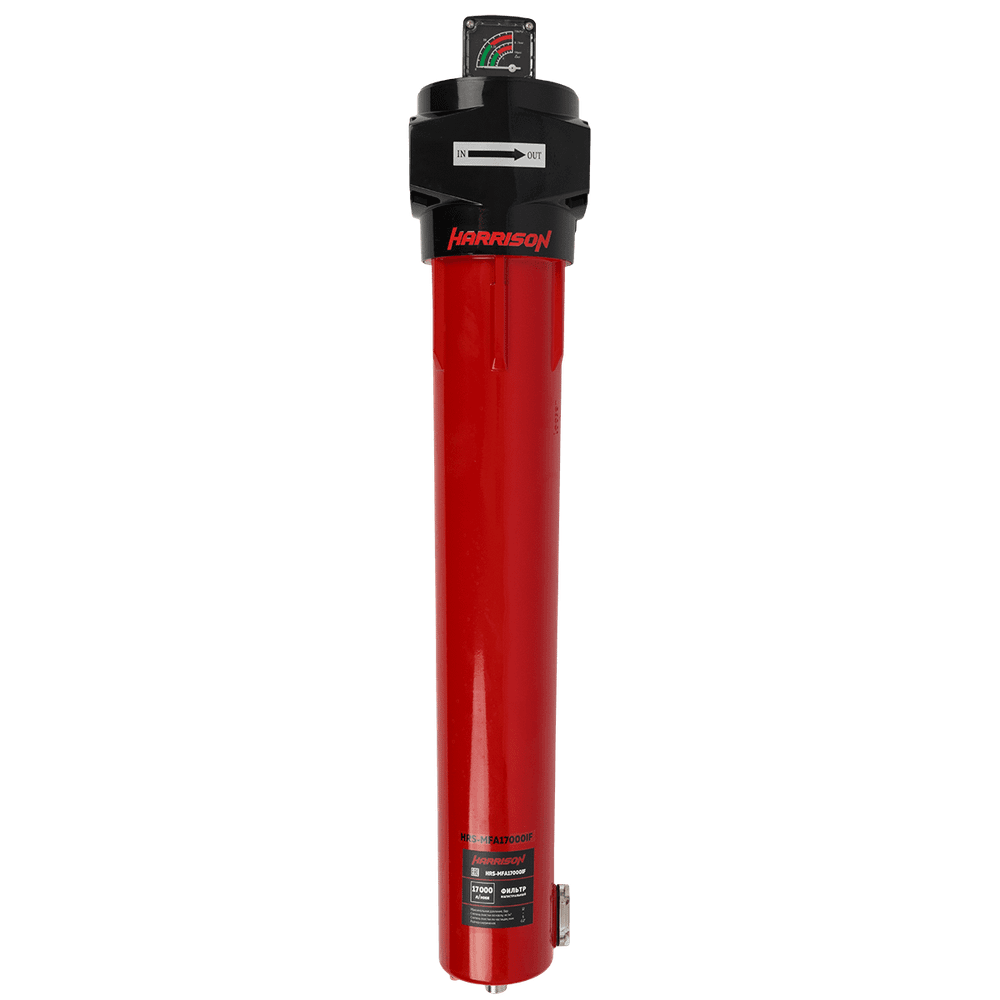HRS-MFB17000IF Фильтр магистральный 1 мкм с дифференциальным манометром, 17000 л/мин, 12 бар, G 2", остаточное содержание масла: 0,6 мг/м3